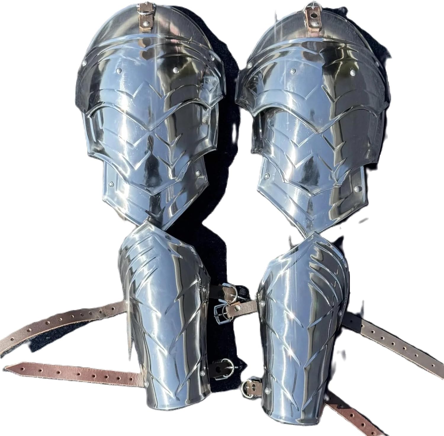 Medieval Knight Steel Pauldrons Armour Shoulder Larp Shoulder Armor with Arm Bracers Handmade Halloween Costume