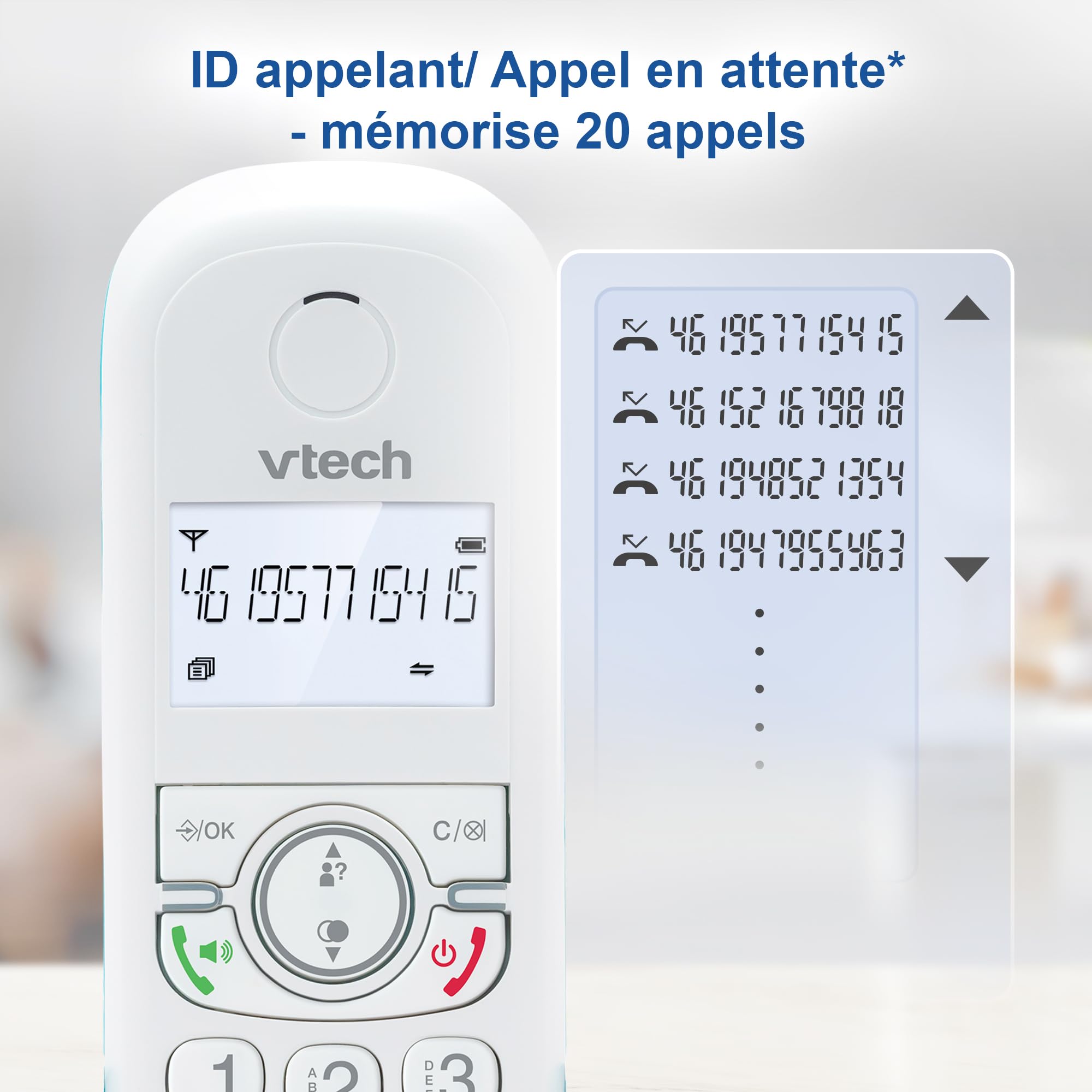 VTech CS1500 Téléphone sans Fil DECT Double Charge avec Blocage d'appel, Identification Appelant, Haut-Parleur Mains Libres