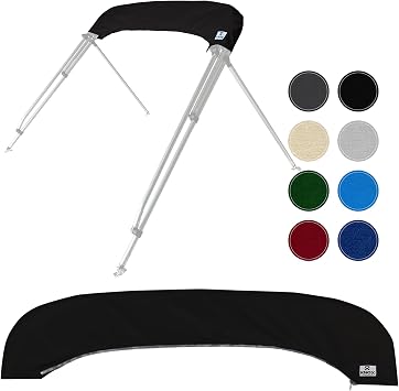 Bimini Top Boot Cover Replacement, Fits 3 Bow & 4 Bow Bimini Tops for Boats, 900D Marine Grade Canvas, Fadeproof, Waterproof Sun Shade Boat Canopy Storage, No Frame, 73"-78" W, Black