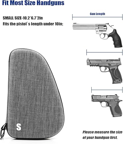 Miniatura 7 de lilcreek Estuche para pistola con alfombra, estuche de pistola con relleno, funda de almacenamiento con cremallera bloqueable para pistola que se