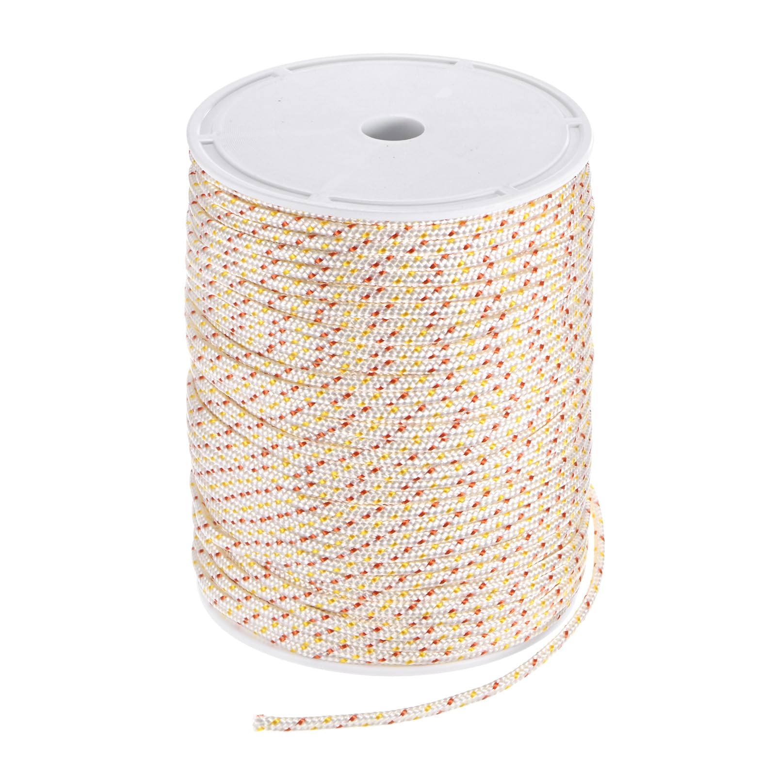 M METERXITY Cuerda de Arranque de Retroceso 4mm 100M Cuerda de Arranque de Retroceso de Nylon para Cortacésped/Motosierra/Desbrozadora/Cortadora de Cepillo [Blanco Rojo Amarillo]