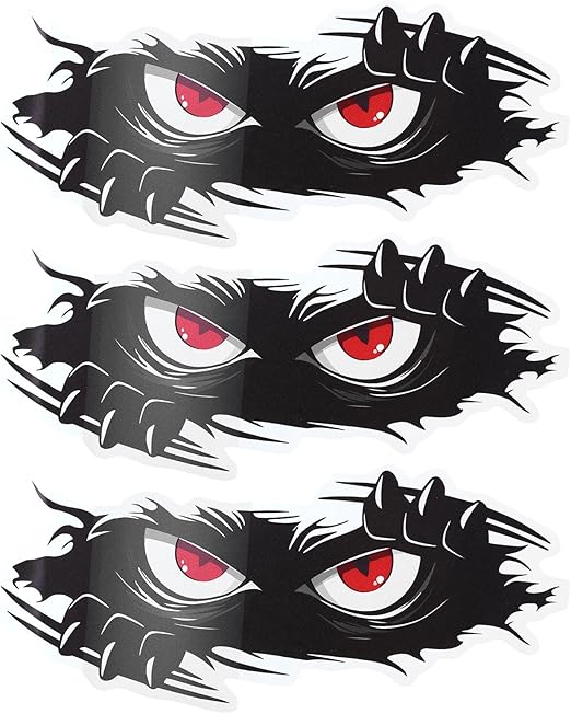 Molain 3Pcs Halloween Monster Angry Eyes Car Decals,10 x 4 inches Black