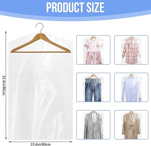 Miniatura 2 de Paquete de 50 bolsas de plástico para limpieza en seco, 11.0 x 35.4 in, bolsas de plástico transparente a prueba de polvo para tintorería,