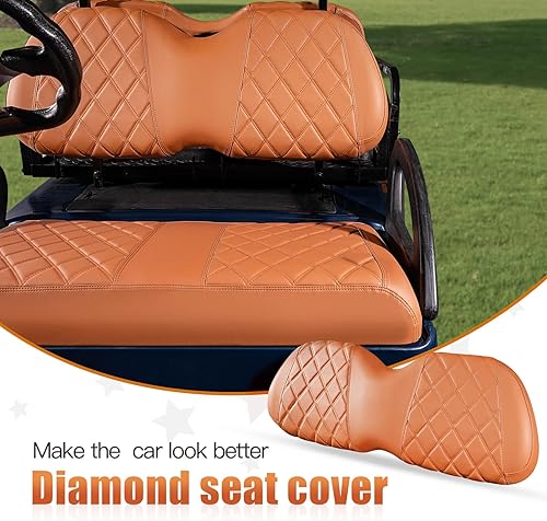 Miniatura 2 de NOKINS Juego de Fundas de Asiento de Diamante para Carrito de Golf, Compatible con Cojín de Asiento Delantero OEM Estándar de Club Car Precedent