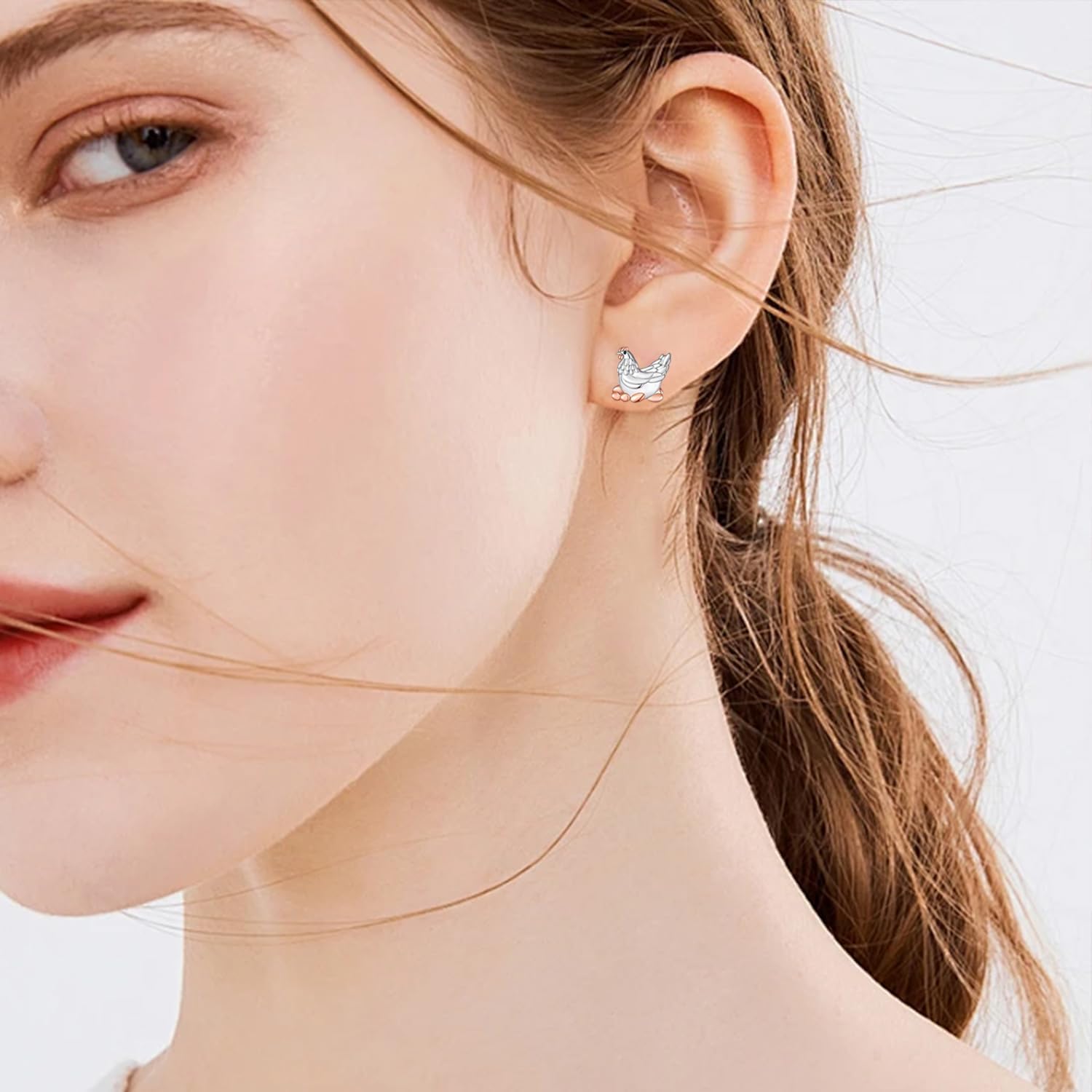 Chicken Earrings 925 Sterling Silver Chicken Earrings for Women Cute Animals Jewelry Gifts for Women