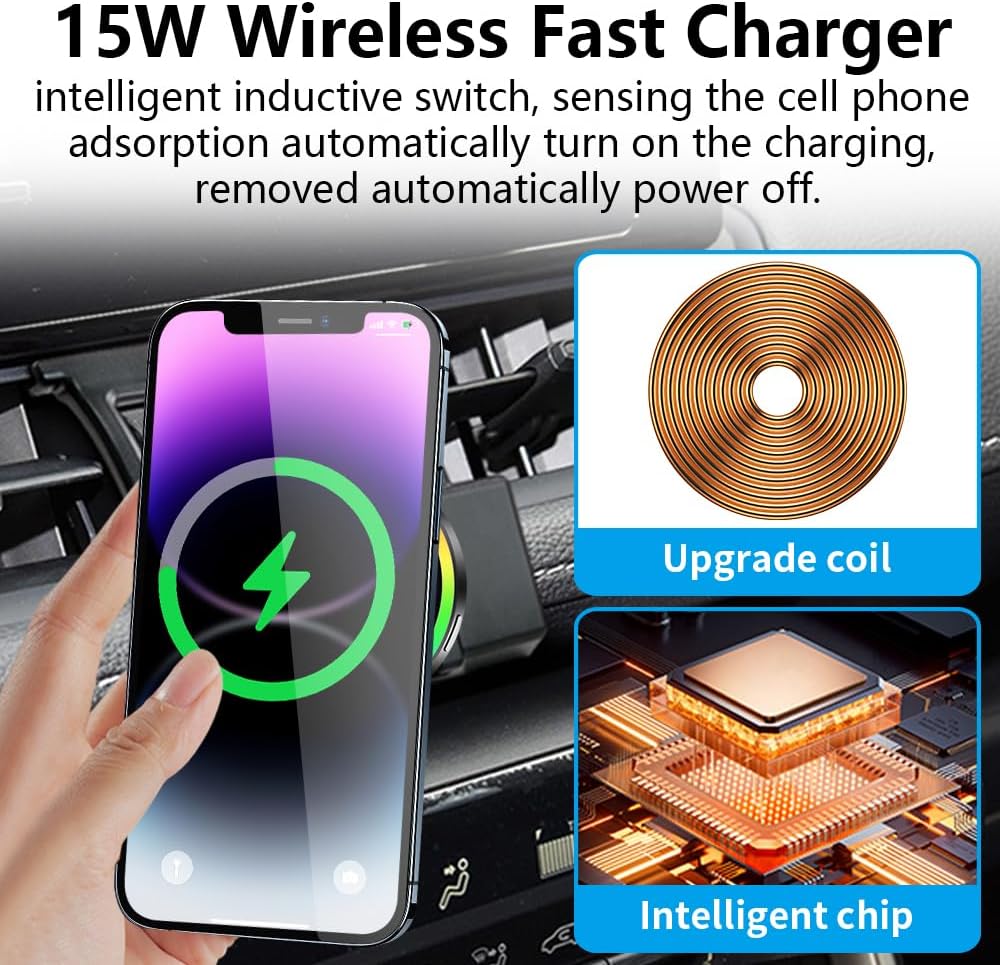 Car Magnetic Phone Mount for 2019-2025 Toyota RAV4 XLE Premium Adventure TRD Off-Road Limited & RAV4 Hybrid XSE Limited,RAV 4 Prime XSE Auto Accessories Fast 15W Wireless Charger Holder