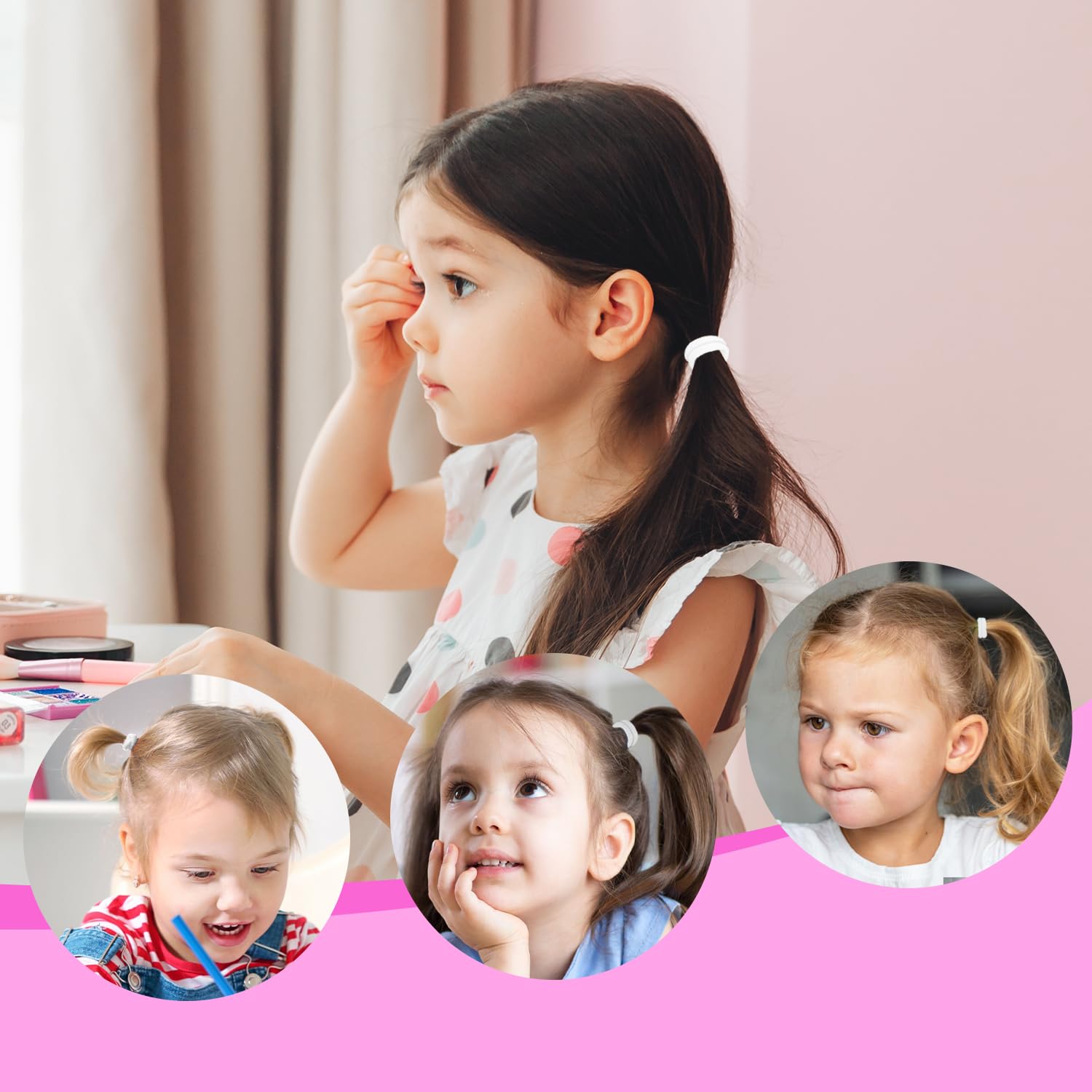 100 Élastiques à Cheveux pour Bébés, Blancs | Accessoires Cheveux Filles, Nourrissons, Enfants