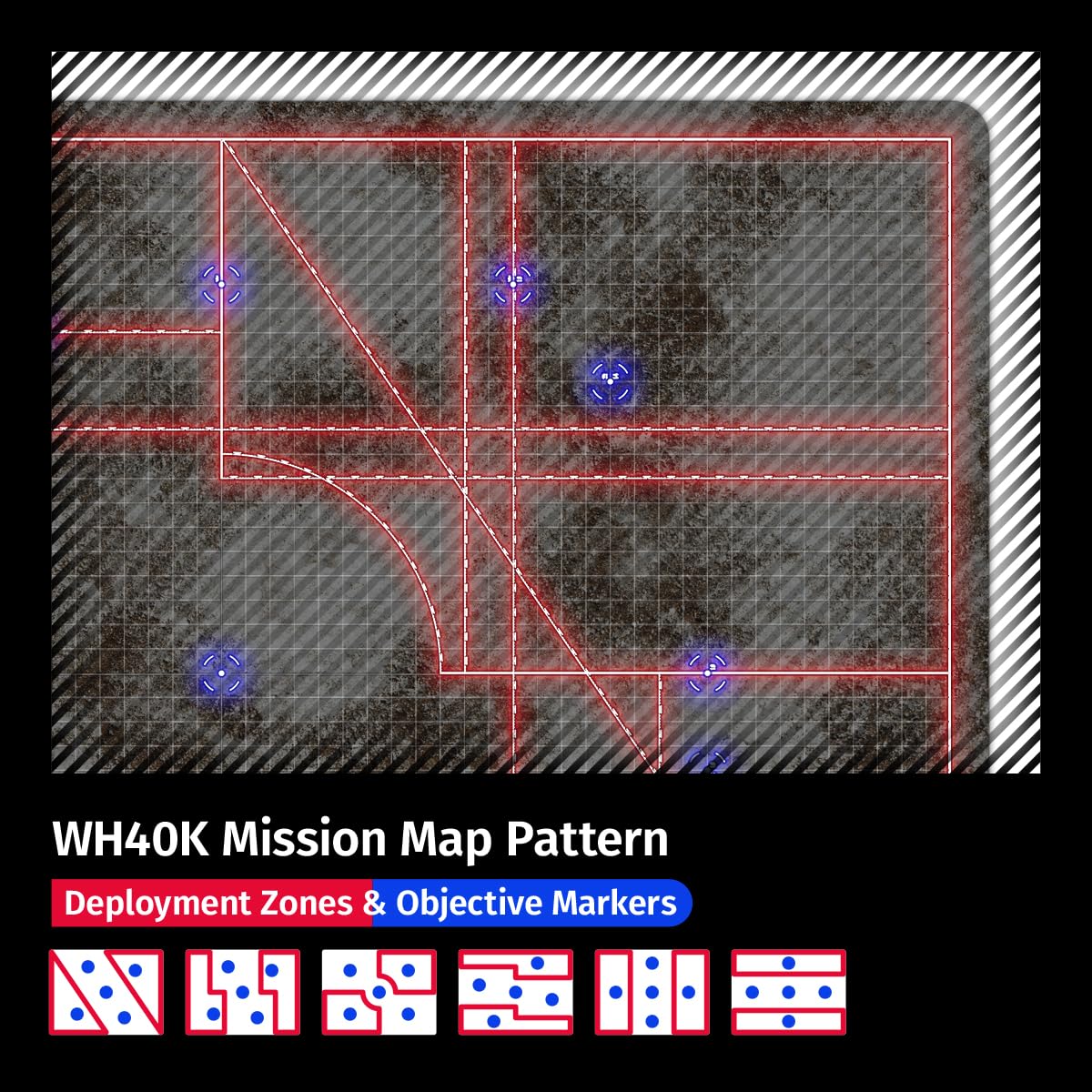 Jucoci Tabletop Wargaming Battlemat 44'' x 60'' with WH40K Deployment Zones and Grid (Patchy Snow), 111.76 cm x 167.64 cm - Image 4