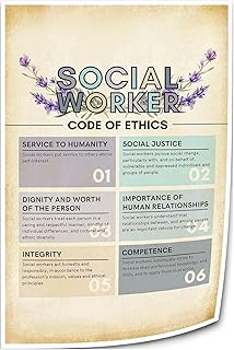 Yelowcaq Social Worker Code of Ethics Wall Art Prints Social Work Poster Pictures Vertical Canvas Room Decor for Bathroom Painting Panel (8.00''x12.00'',Unframed)