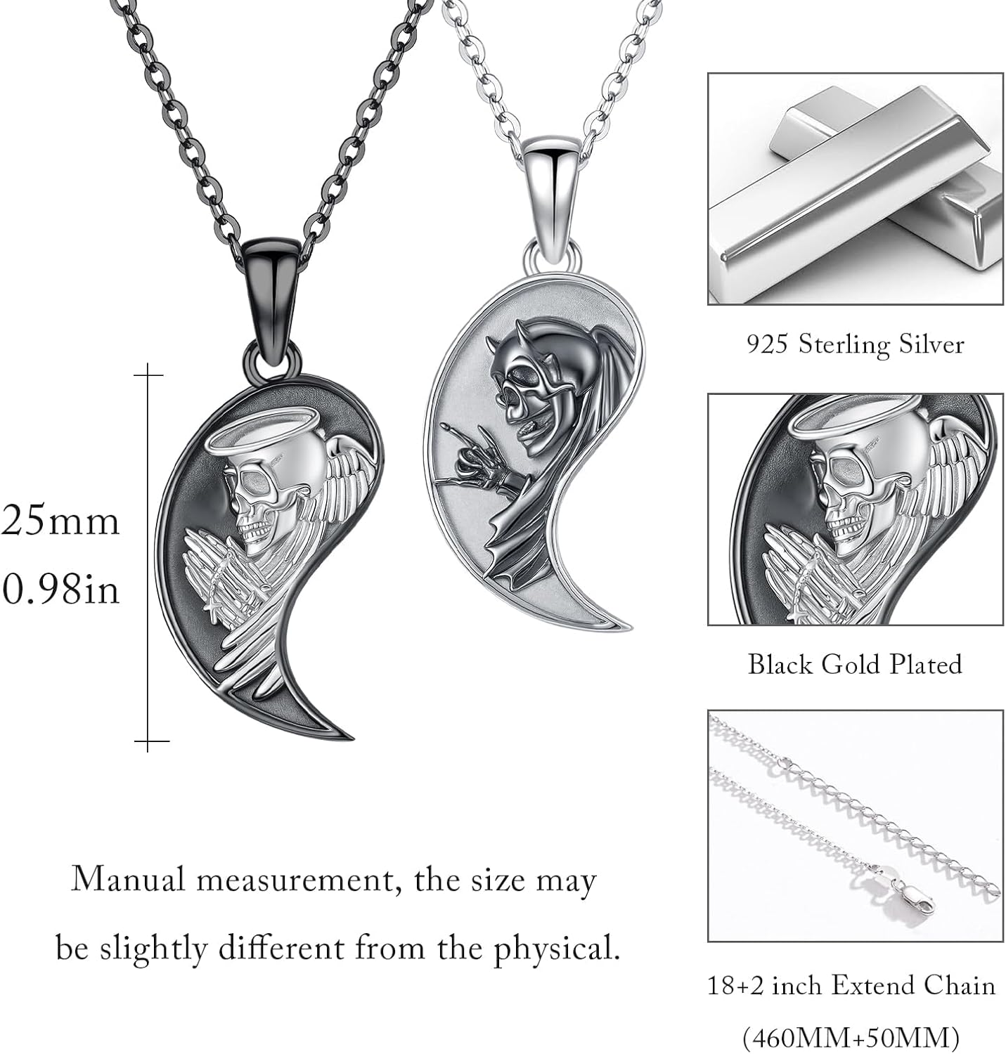 Yin Yang Necklaces 925 Sterling Silver Friendship Sun Moon/Mountain/Dolphin/Tree of Life/Flower/Wings Pendant Necklace Moonstone Abalone Opal Jewelry for Women Men Couples - Image 5