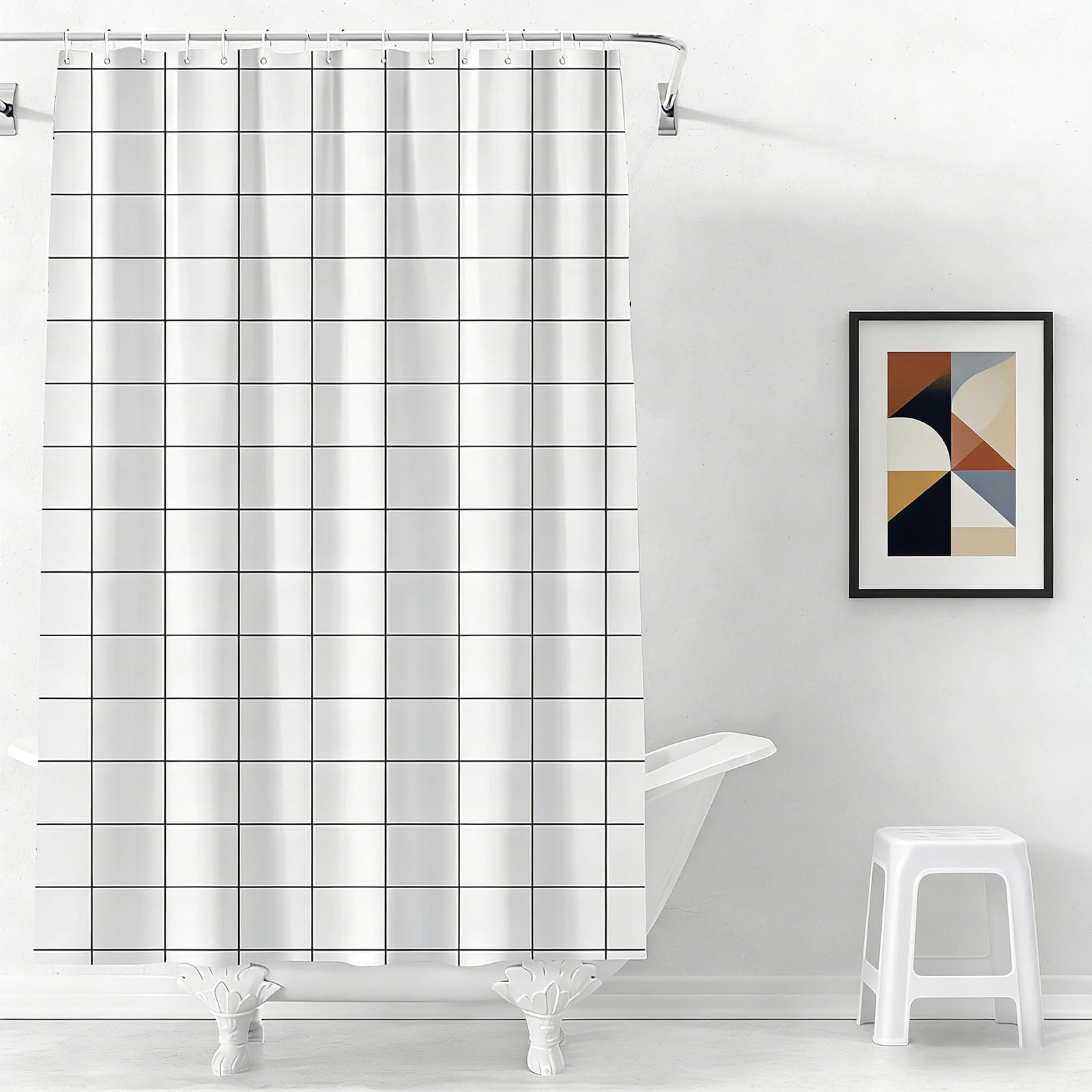 Rideaux de douche grand format 190x250 tissu polyester pour baignoire sans perçage