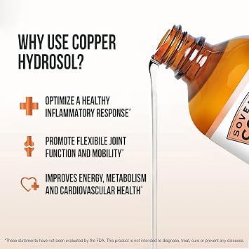 Sovereign Copper Pro-Strength Bio-Active Copper Hydrosol - Bioavailable Liquid Supplement for Adults & Kids w/Silver Hydrosol for Hair, Skin, Nails, 30ppm - 4 fl oz (118mL)