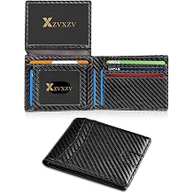 Mens Ultra Thin Wallet Leather RFID Blocking Bifold Stylish Wallet with Slim Minimalist Front Pocket 2 ID Windows Carbon Black