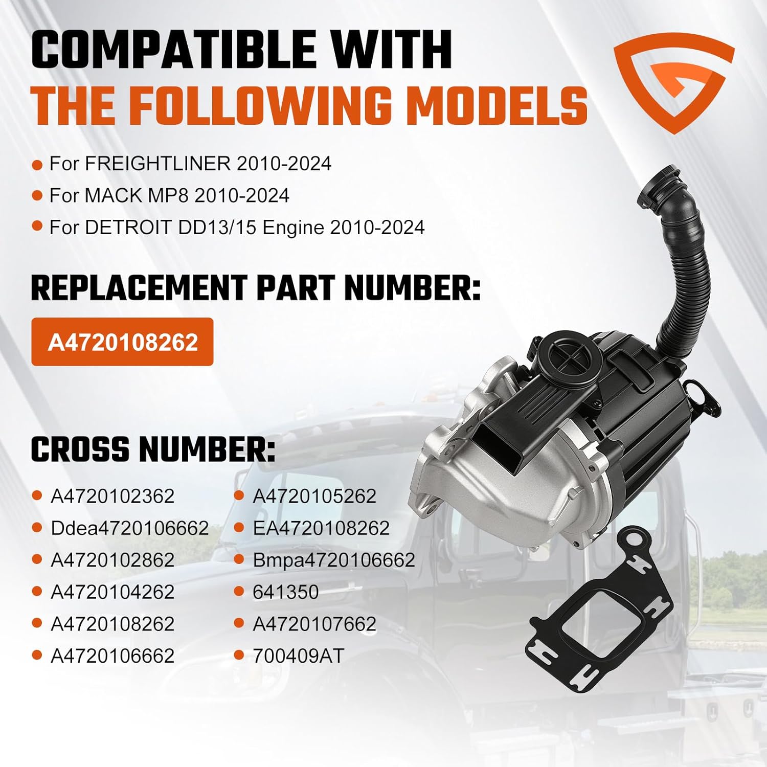 Crankcase Ventilation Oil Separator Compatible with Detroit DD13/DD15 & Mack MP8 Engines 2010–2025, Replaces A4720107662, A4720106662