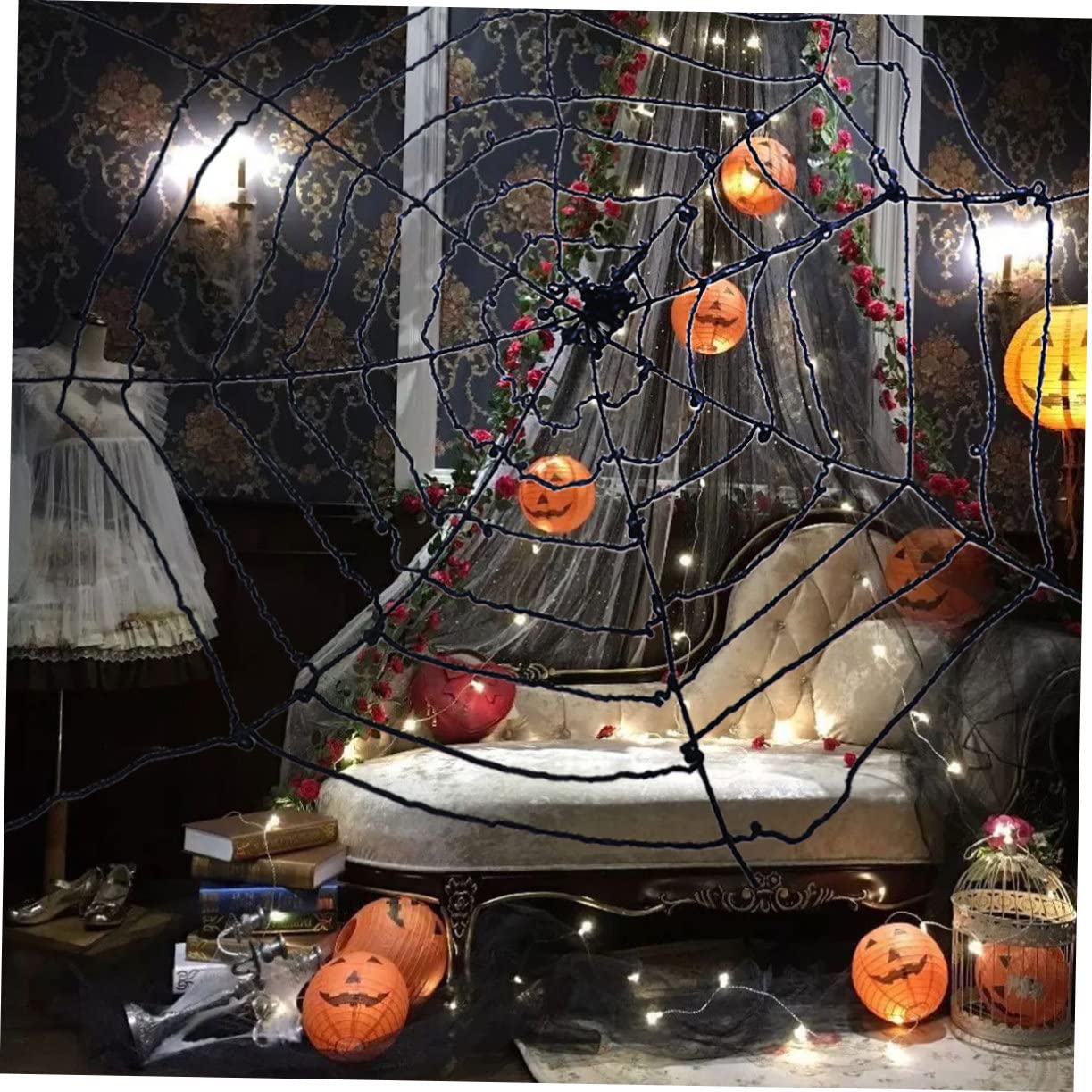 ABOOFAN 3 Pezzi Di Decorazioni Estensibili Per Halloween Ragnatele Nere Ragnatele Per Decorazioni Di Halloween Per Interni/esterni