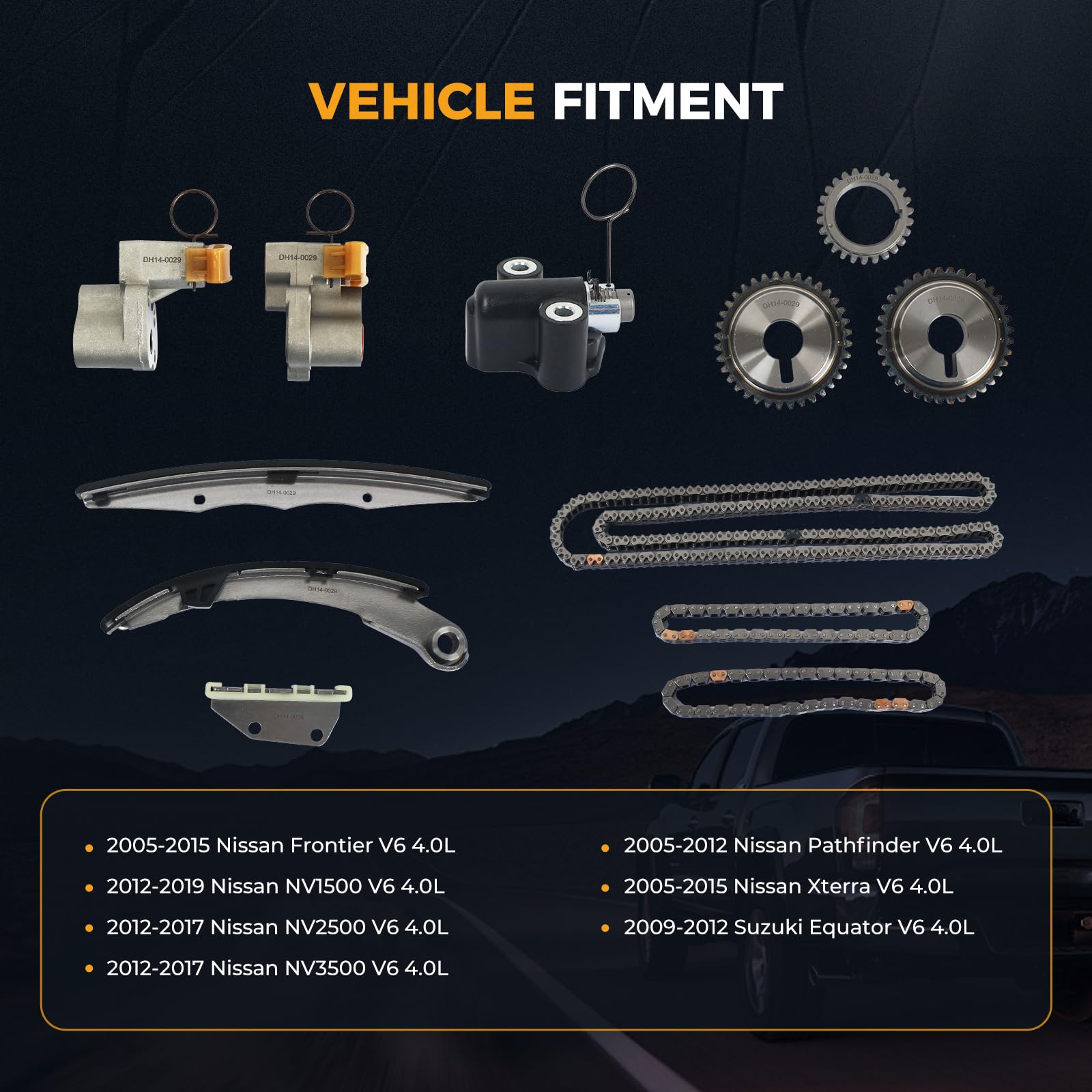 PAROD Engine Timing Chain Kit – Fits Nissan Frontier, Xterra, Pathfinder, NV Vans & Suzuki Equator V6 4.0L (2005-2019)