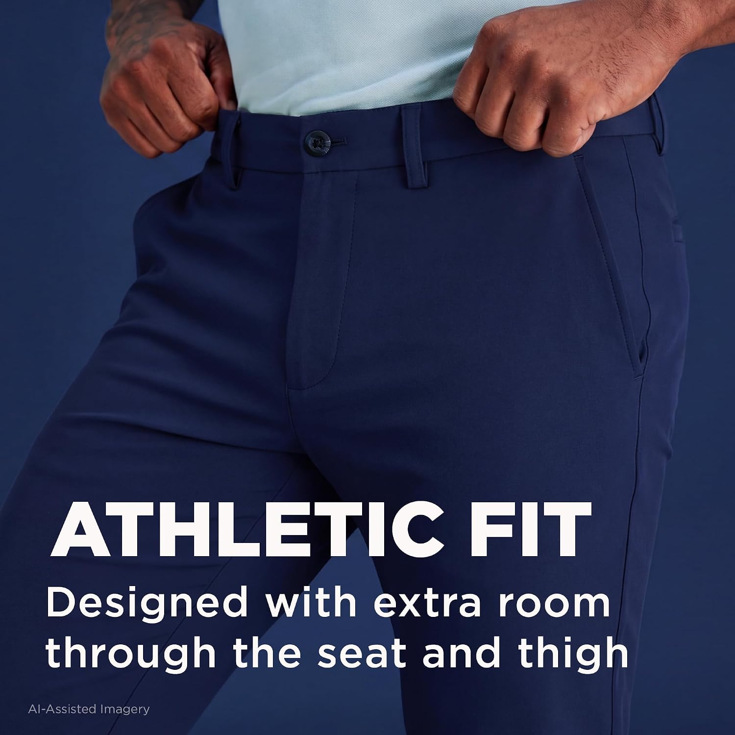 Haggar Mens Sport Travel Performance Athletic Fit Flat Front Stretch Casual Pant