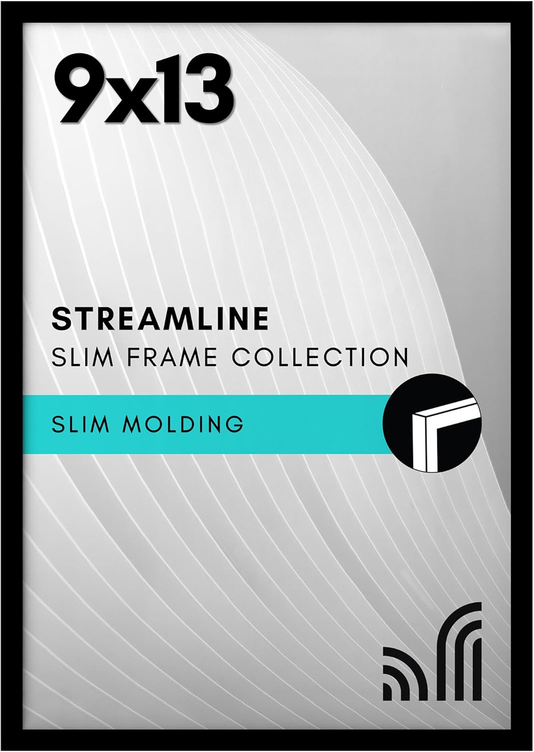 Americanflat 9x13 Picture Frame with Shatter-Resistant Glass - Streamline Collection - Thin Border Picture Frame for Tabletop and Wall Display - Hanging Hardware and Easel Stand Included - Black Black 9x13