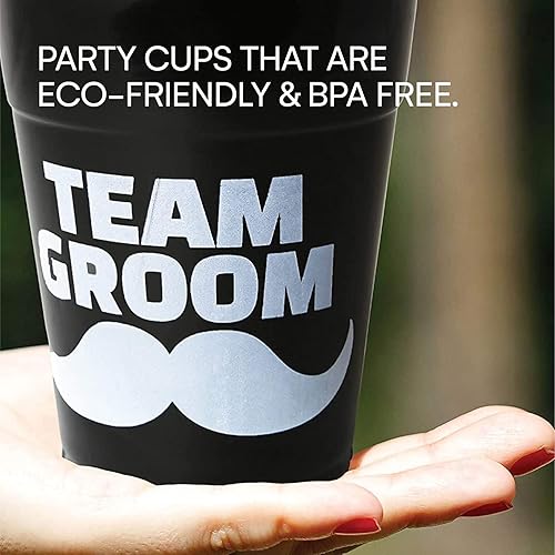 Miniatura 4 de Neliblu Suministros para despedida de soltero - Vasos de novio del equipo a granel paquete de 25 vasos de plástico