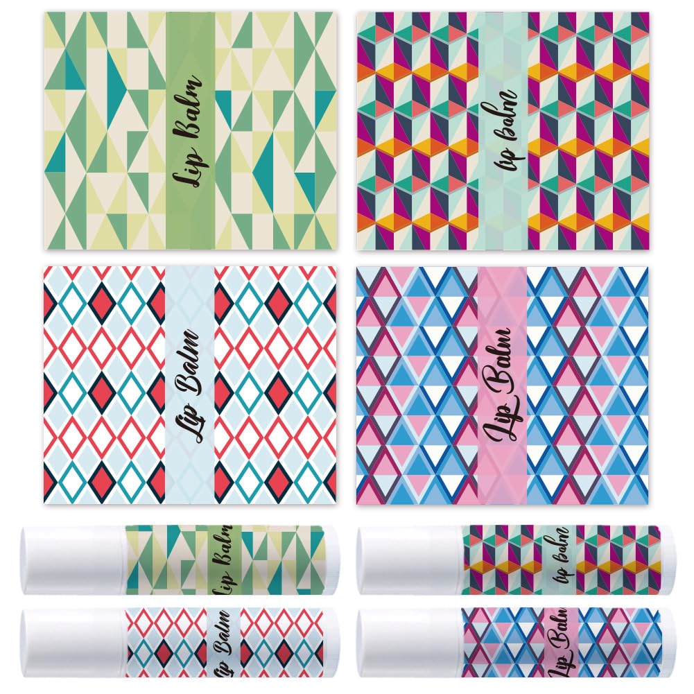 OLYCRAFT 100Pcs Self-Adhesive Lip Balm Tag Stickers 1.7x2.1 inch Waterproof Adhesive Label with Texture Pattern Rectangle Lipstick Tag Sticker for Lip Balm Container Tubes Lipstick Wrapping Decoration