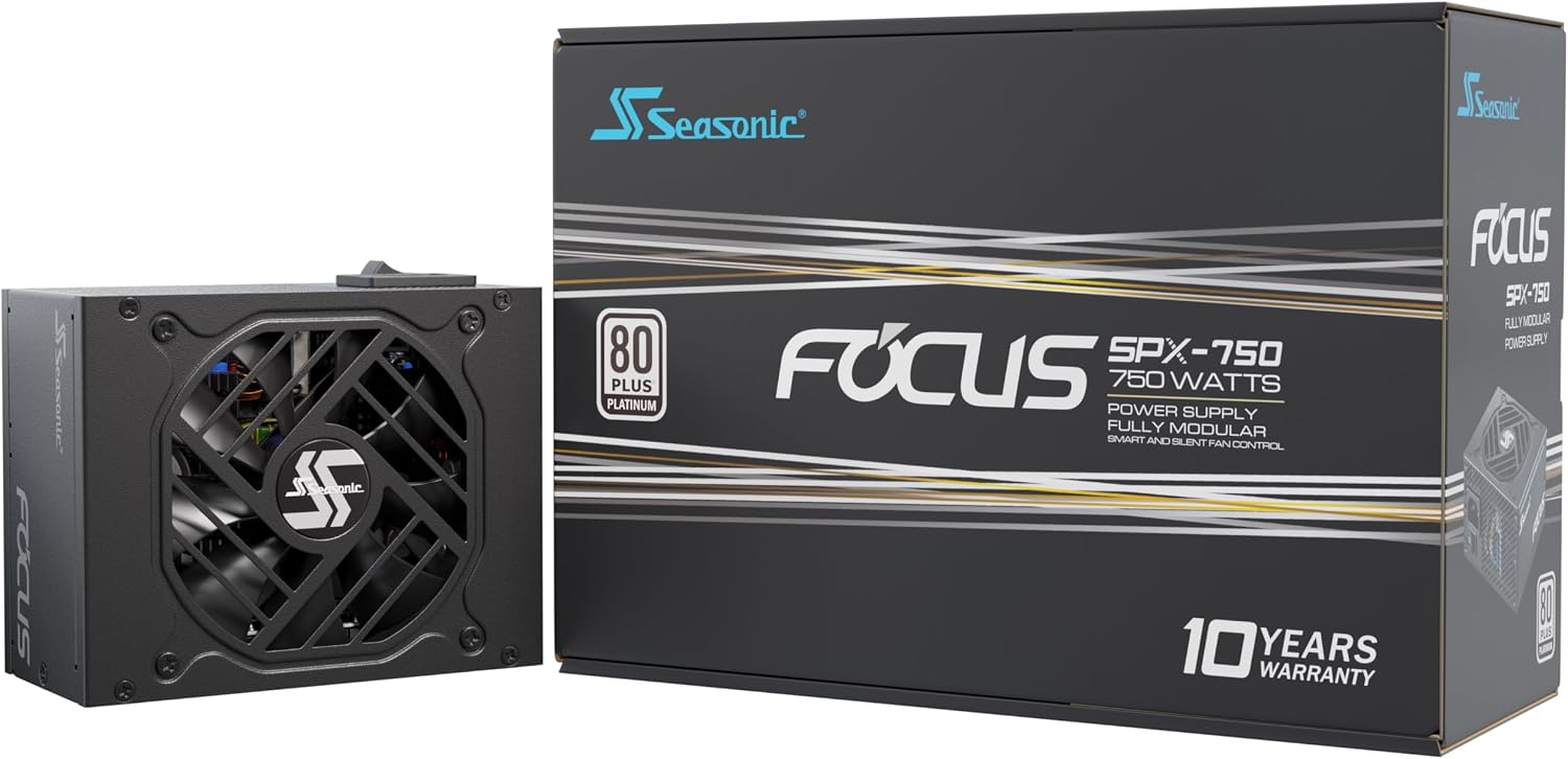 Seasonic Focus SPX-750 | 750W | 80+ Platinum | Full-Modular|SFX Form Factor | Low Noise | Premium Japanese Capacitor | 10 Year Warranty | Nvidia RTX 30/40 Super & AMD GPU Compatible (Ref. SSR-750SPX)