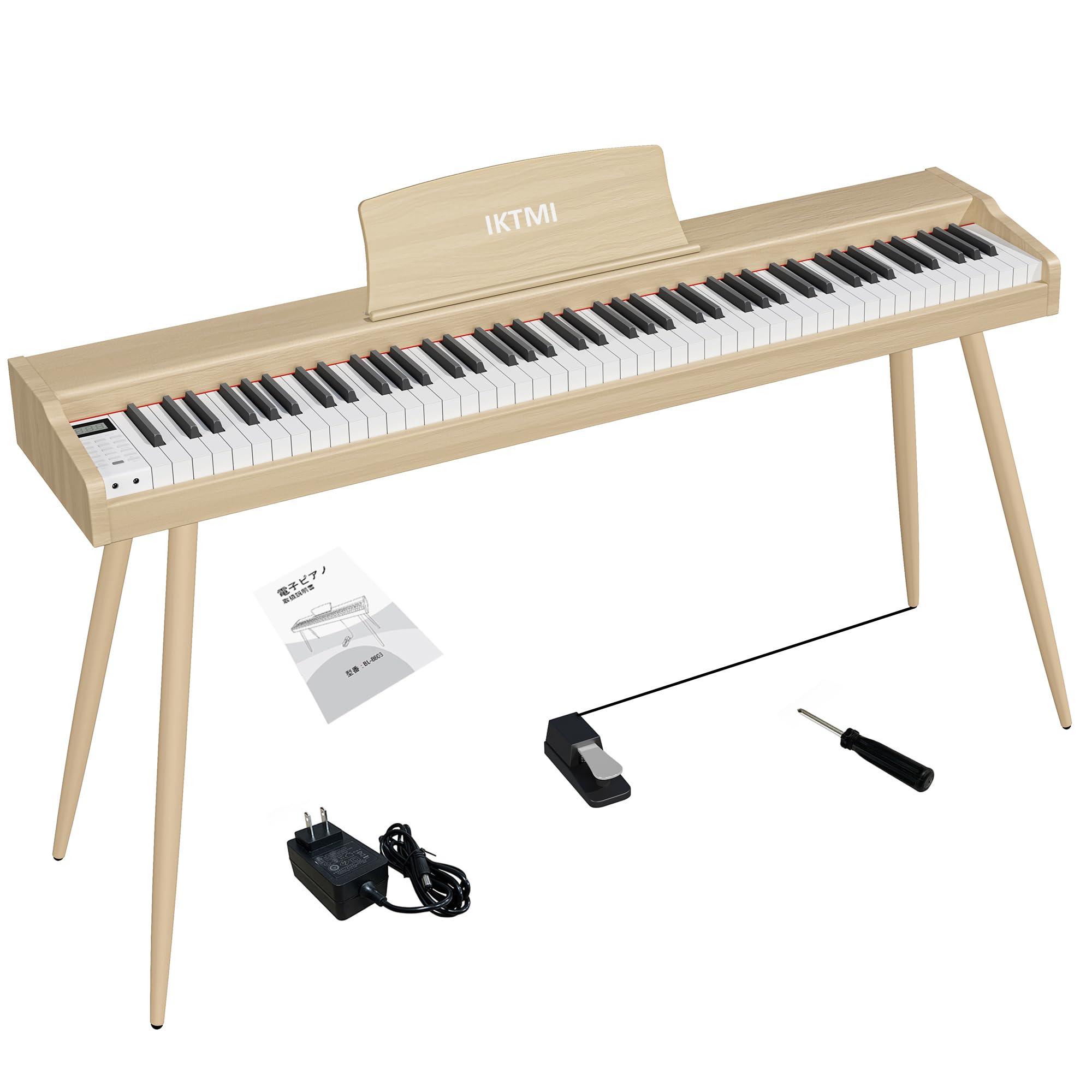 IKTMI 電子ピアノ 88鍵盤 ペダル付き 折りたたみスタンド・譜面台付 美品 Amazon | IKTMI 電子ピアノ 88鍵盤 木製 88鍵ピアノ ペダル付き