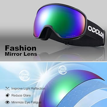 Odoland Snow Ski Goggles S2 Double Lens Anti-Fog OTG Windproof UV400 Eyewear for Men, Women and Youth-Skiing Snowboarding