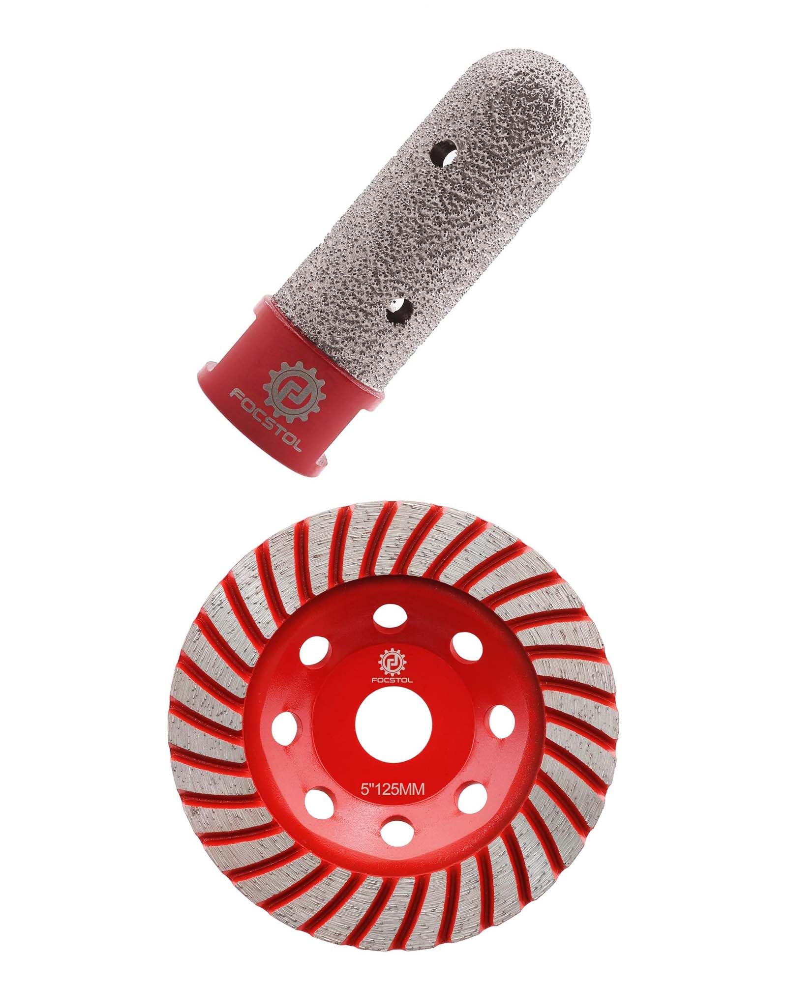 FOCSTOL Meule Diamantée 125mm x 22,23mm Turbo Rangée Disque Diamant et Fraise Diamantée 20mm