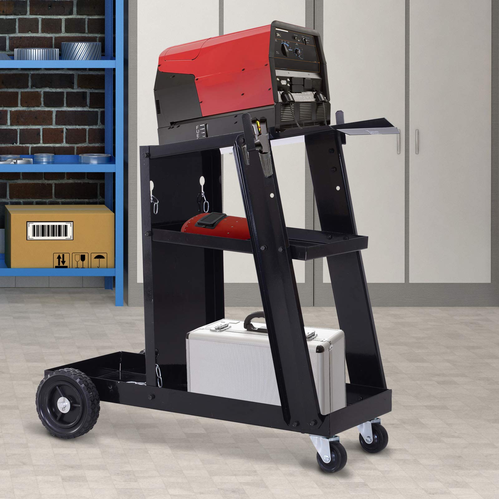 DURHAND Carrello Portautensili Attrezzi Multiuso 3 Ripiani da Officina Nero