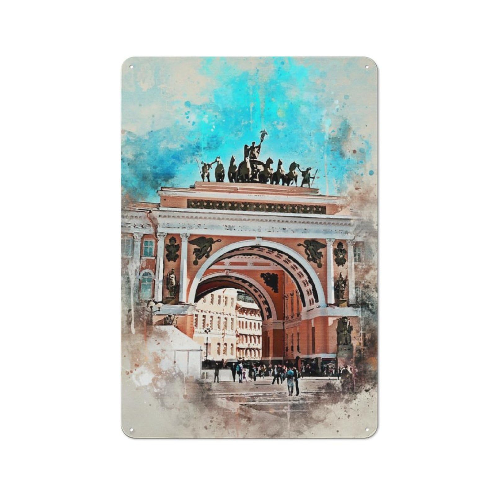 Junmoney St Petersburg Watercolor Industrial-Style Metal Sign 30X20cm For Workshop Wall, For Kitchen, Dining Room And Home Bar Wall Decor