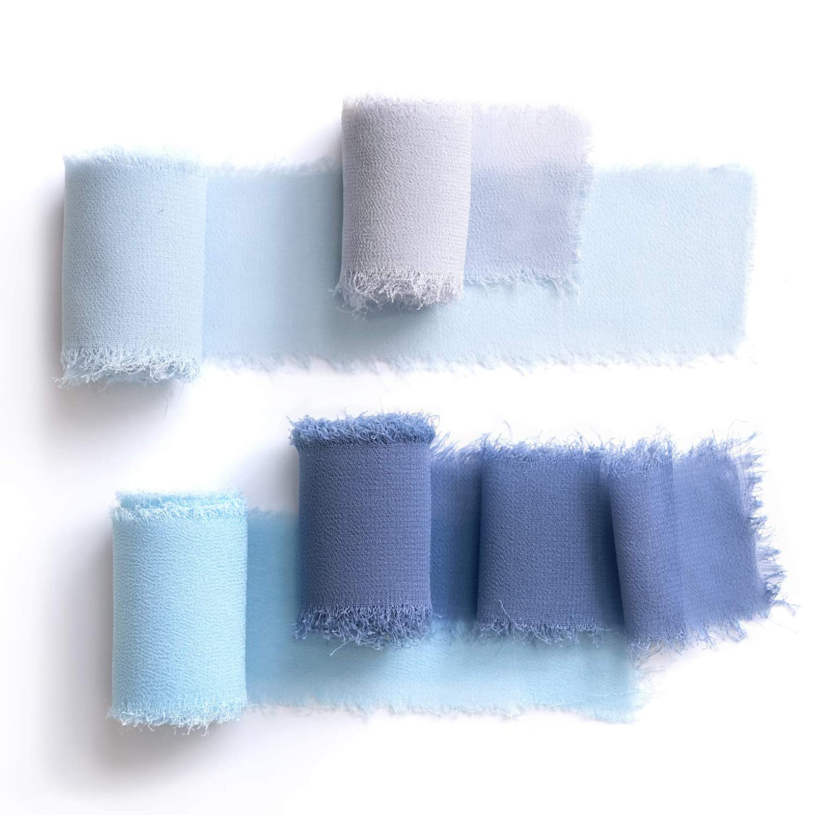 ExceforeHandmade Fringe Chiffon Ribbon, 4 Rolls 3.8cm x 5 Yard(5m) Silk-Like Ribbon Colorful Rustic Ribbon Set for Wedding Invitations, Bridal Bouquets, Gifts Wrapping, DIY Crafts