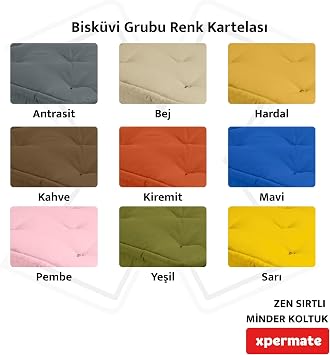Xpermate Sırtlı Pofidik Minder Koltuk Yer Koltuğu Sırt Destekli Oturma Minderi 80x60 Yıkanabilir Fermuarlı Yeşil