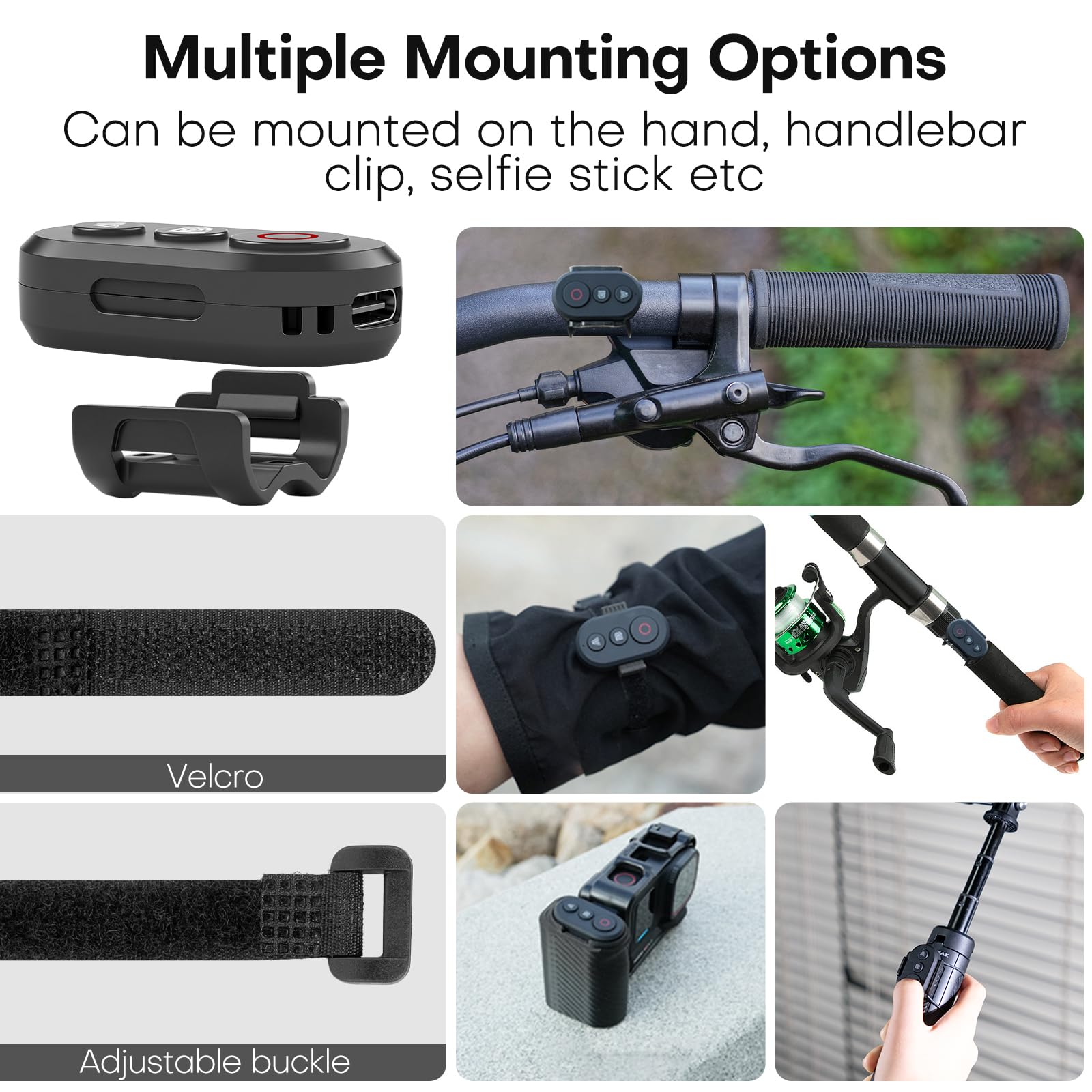 REYGEAK Télécommande Compatible avec Les caméras DJI Action 6/Aion 5 Pro/Action 4/Osmo 360, portée de 25 m, Suivi précis des mouvements, Bracelet Intelligent, Support vélo