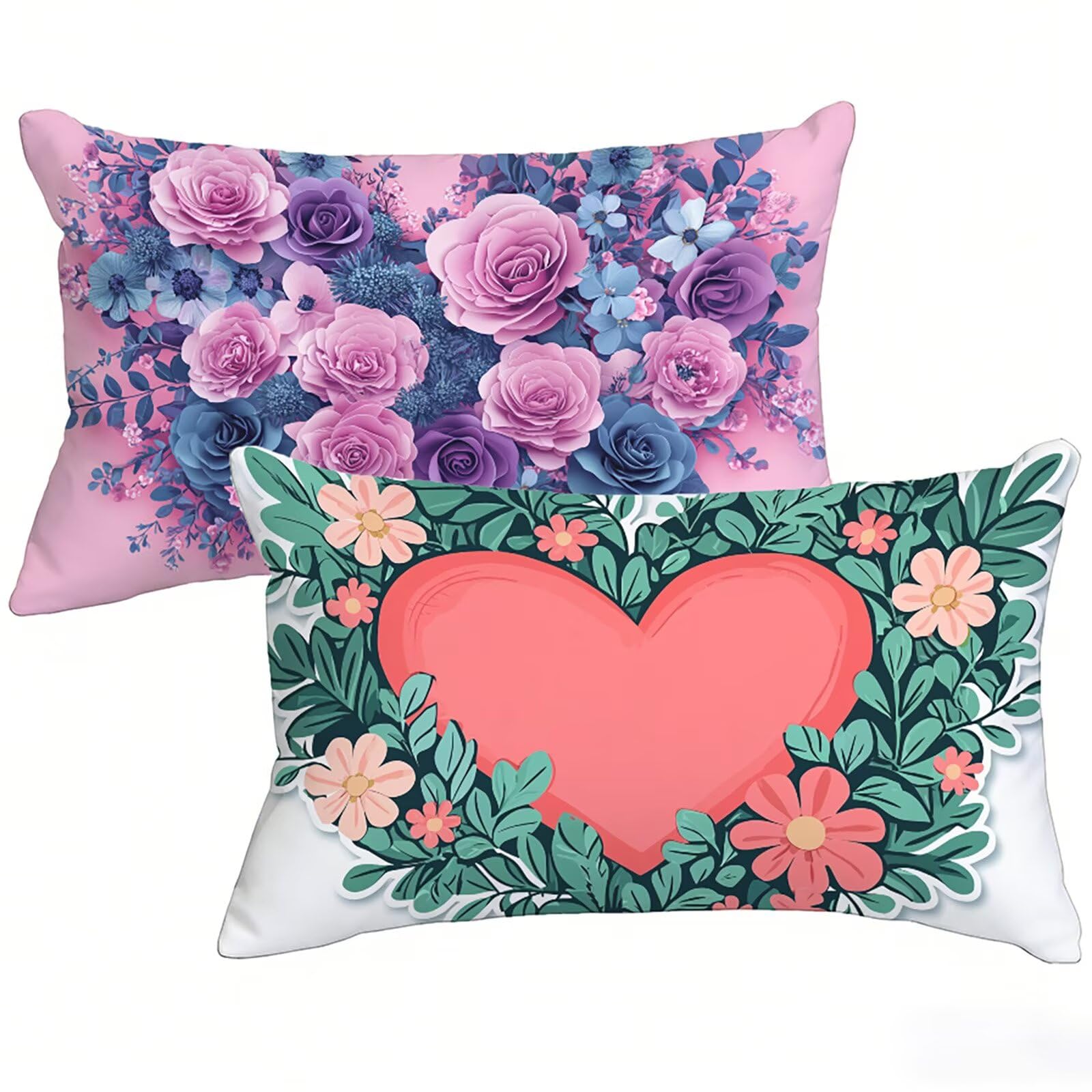 Housse coussin 50x90 imperméable rectangulaire violet vert taie oreiller lin