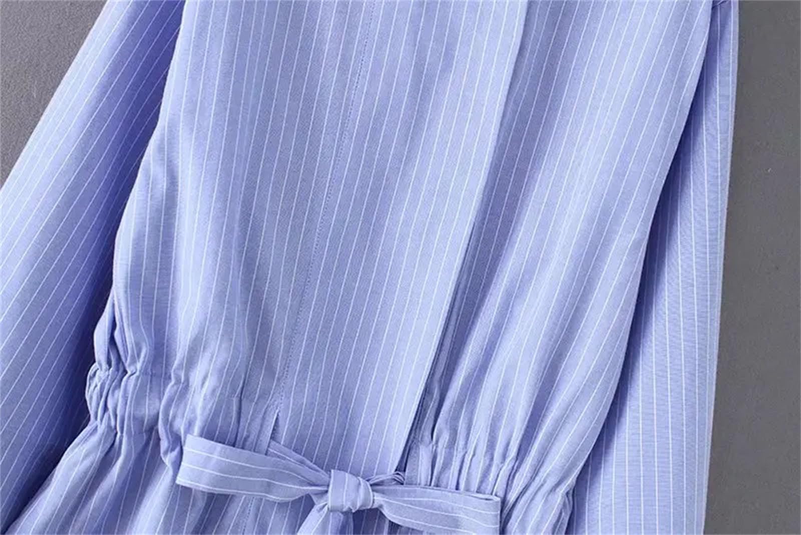 Camicetta da donna vintage a righe da donna, elegante, casual, con lacci, per ufficio, lavoro, a righe