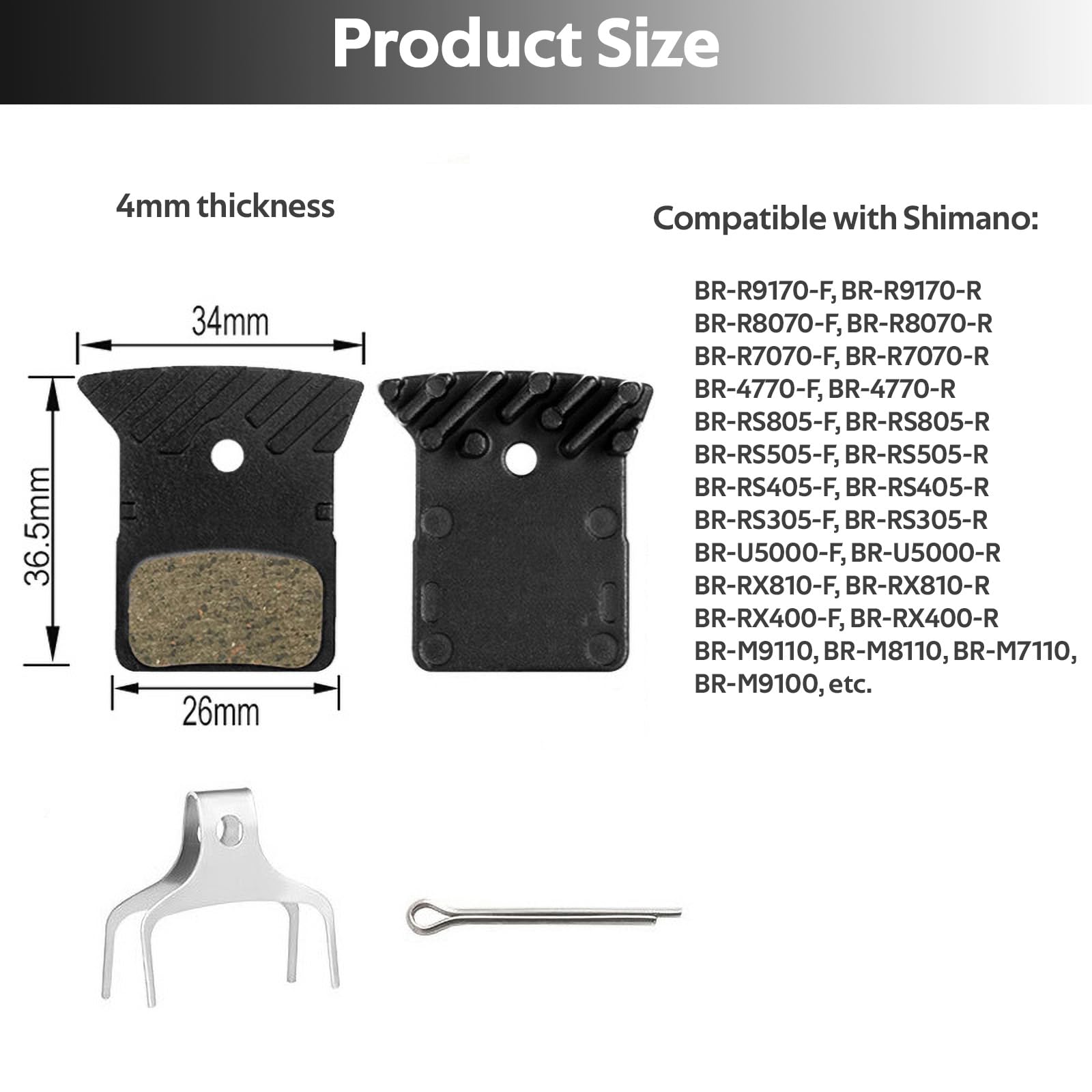 GIONAR Ceramic Disc Brake Pads with Cooling Fin Compatible with Shimano DURA-ACE/ULTEGRA/105/TIAGRA/GRX Series - Image 2