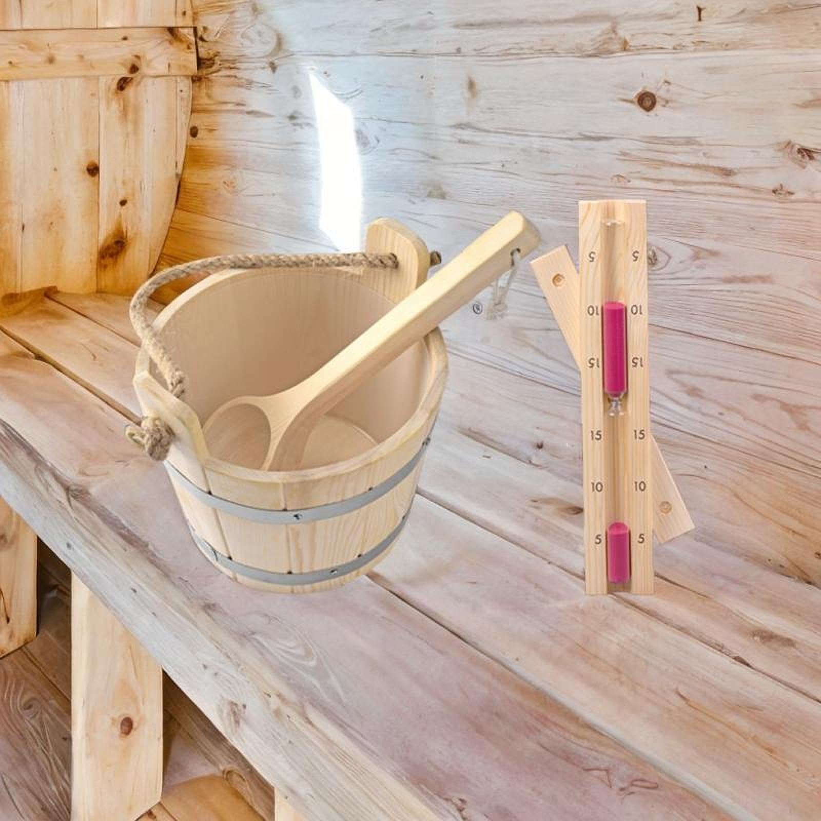 Secchio per sauna e set di accessori da 5 litri con mestolo e timer | clessidra, kit di accessori per attrezzo portatile per sauna, vasche da bagno robuste, secchio con mestolo