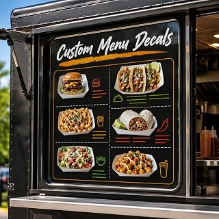 Custom Food Truck Menu Decal | Personalized Vinyl Menu Sticker for Food Trucks, Trailers & Concession Stands | Waterproof Window Menu Sign with Logo, Photos & QR Code