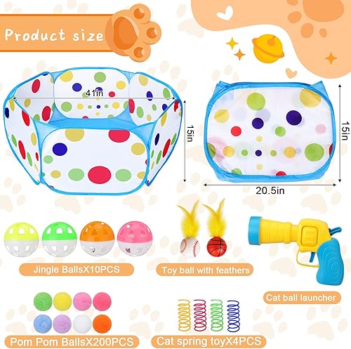 Miniatura 2 de Palksky Juguetes interactivos para gatos con hoyo de bolas para gatos, bolas de juguete, lanzador de bolas, juguetes de primavera para gatos