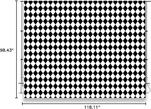 Miniatura 5 de Telón de fondo de cuadros blanco y negro para fotografía a cuadros, fondo de LFEEY de 10 x 8 pies, cuadrícula de ajedrez de diamantes, fiesta de