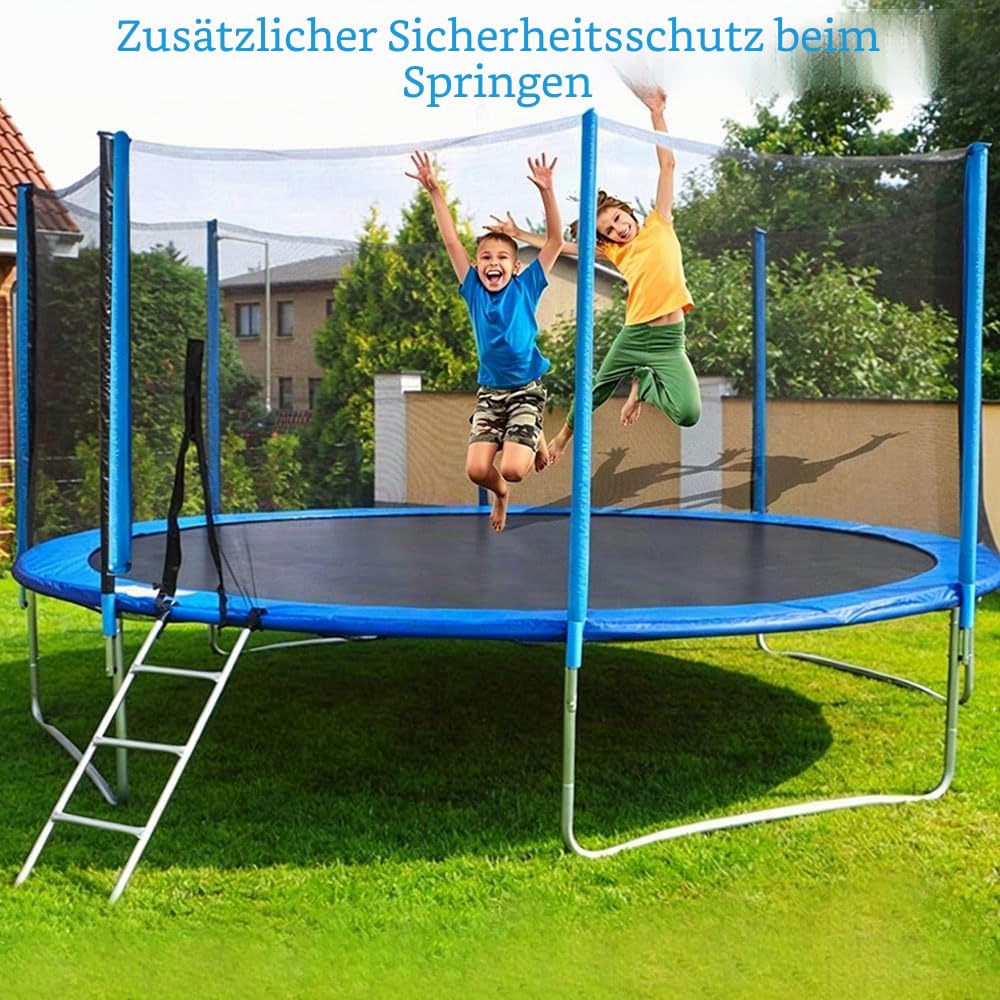 Trampolin Netz 305 6 Stangen, Trampolin Sicherheitsnetz für Gartentrampoline, Ersatznetz Tampolin innenliegend Netz mit Reißverschluss und Schnallen, Netzhöhe 180 cm