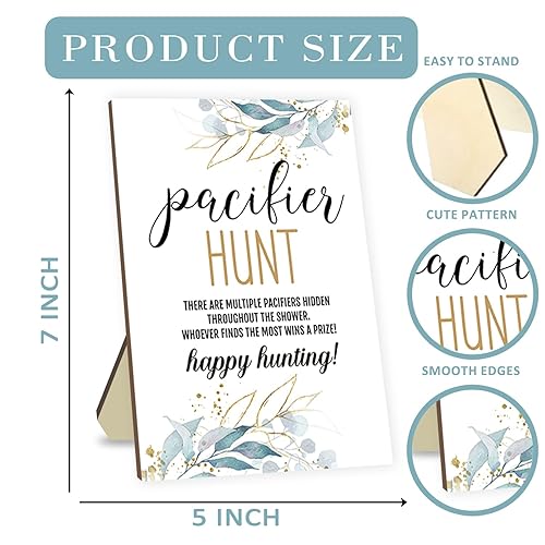 Miniatura 2 de Leafs - Chupete de caza para baby shower, 50 chupetes acrílicos azules para bebé, mini chupetes de plástico y tablero de letrero de caza de chupete