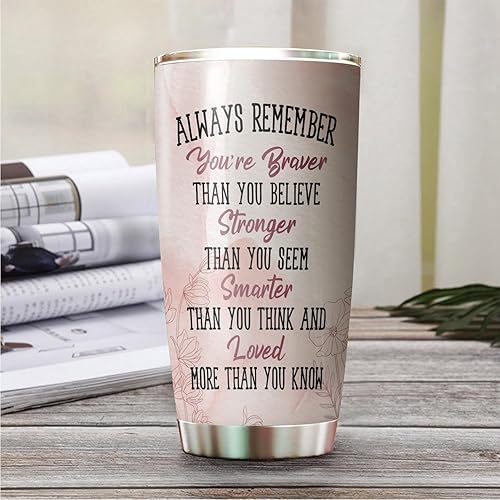 Miniatura 1 de MEDROC Always Remember You're Braver Stronger GIS Technician - Vaso de acero inoxidable de 20 onzas, regalos de oficina, mujeres, hombres, amigos de