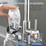 Robinet Cuisine 3 Voies Douchette avec Filtre Lave Verres, Double Sortie | Robinet de Cuisine 3-en-1 LakeBayMZC Miscelateur Extractible évier, 304 Inox Brossé, Rotation 360° pour Cuisines Bars - 2