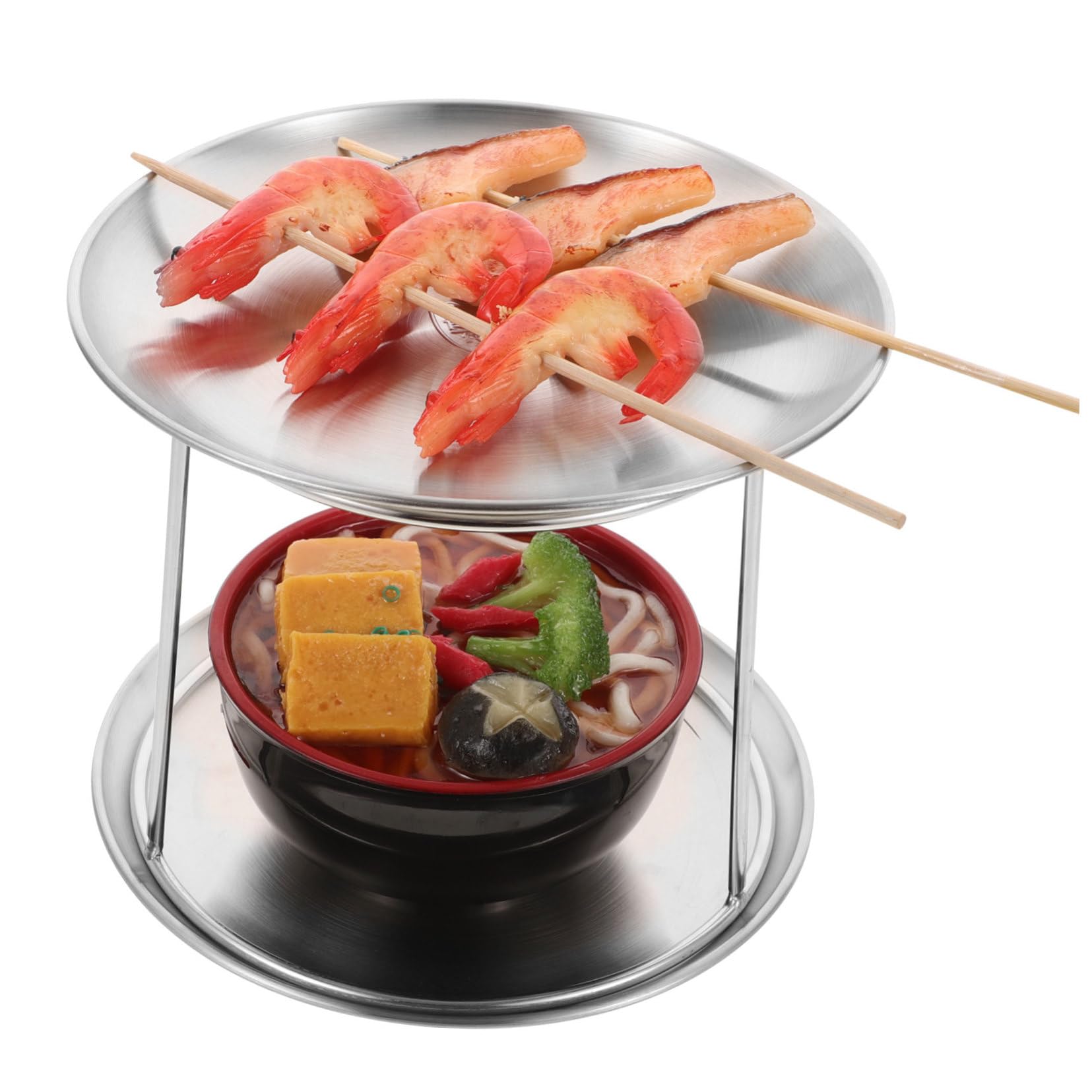 Espositore per Piatti Frutti di Mare in Acciaio Inossidabile Doppio Strato Funzione Decorativa di Stoccaggio, per Uso Quotidiano e Feste