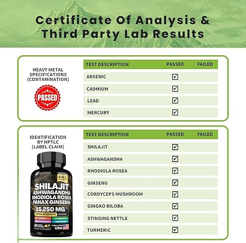 Miniatura 5 de Shilajit Ashwagandha Capsules, multivitamínico de hierbas 8 en 1 para hombres y mujeres, con Rhodiola Rosea, cúrcuma de ginseng, extracto de hongos,