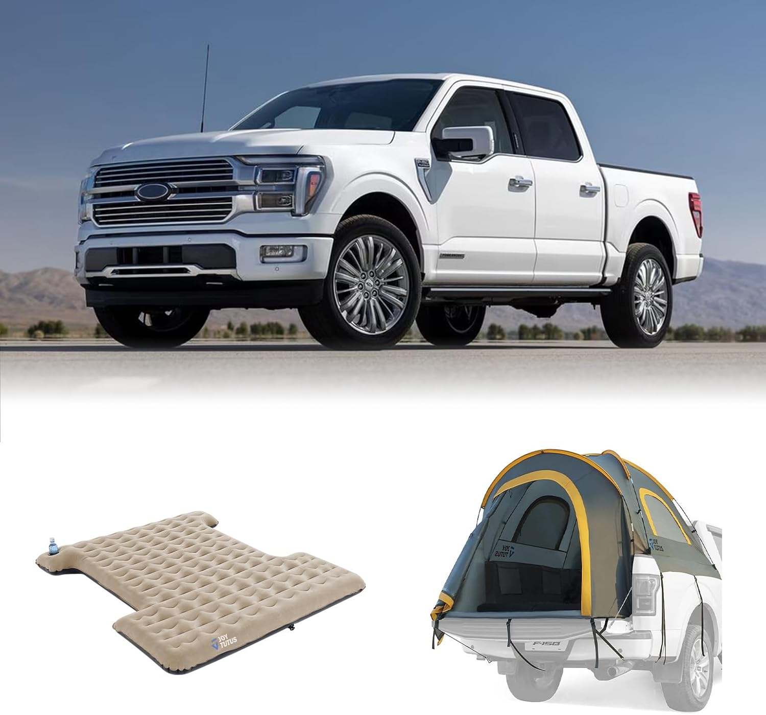 JOYTUTUS 5.5-6ft Truck Tent Orange +JOYTUTUS 5.5-5.8ft Light Version Truck Bed Air Mattress