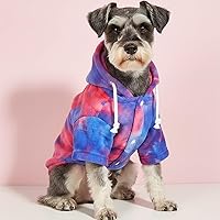 Vista 8 de Mklhgty Sudadera con capucha para perro de teñido anudado, abrigo de invierno para perros pequeños, capucha cálida y ajustable ultrasuave, tela