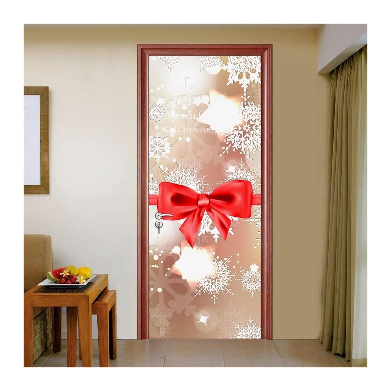 Affiche murale Noël détachable 77x200cm pour masquer une porte