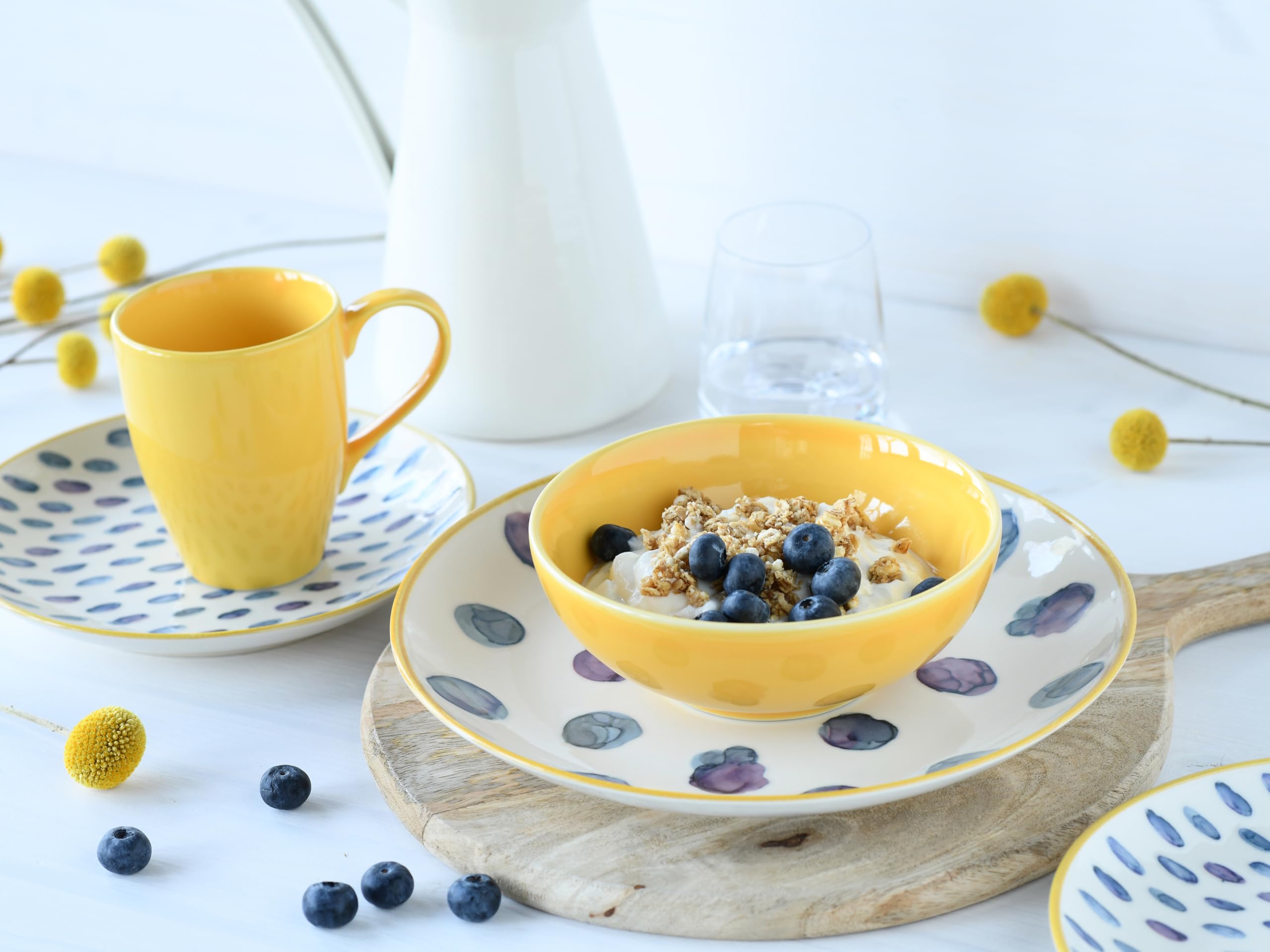 CreaTable, 24176, seria Maisie, 16-częściowy zestaw naczyń dla 4 osób, serwis kombi z kamionki, nadaje się do mycia w zmywarce i używania w kuchence mikrofalowej, wysokiej jakości produkcja
